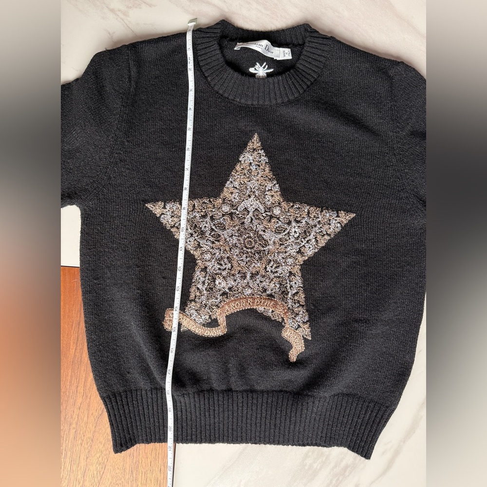 Dior Black Wool/ Cashmere Sweater with Rose-Gold Embellished Star - Picture 5 of 7